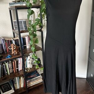 Eileen Fisher 100% Wool Elegant Black Midi Dress